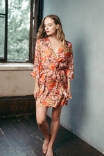 Short floral robe for brides and bridesmaids