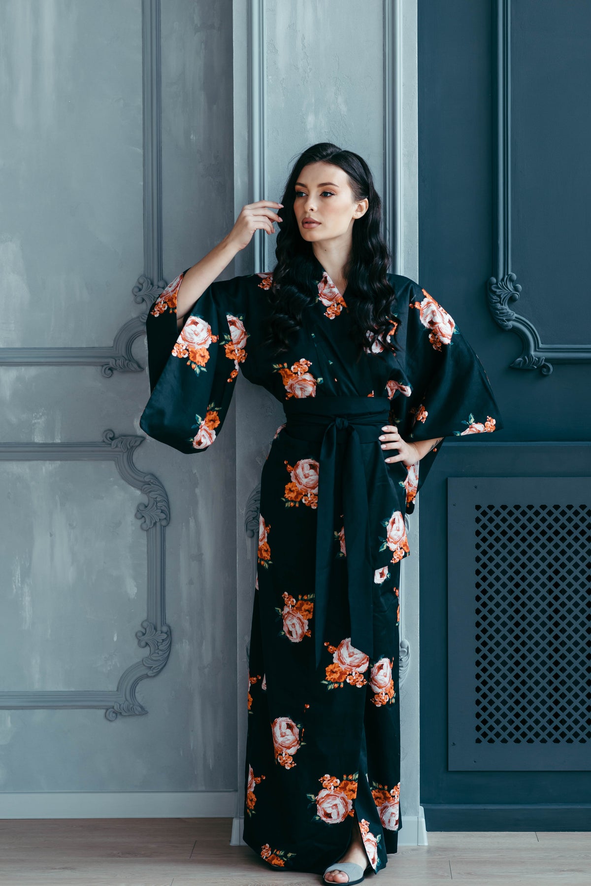 Traditional Japanese kimono for women, front view