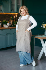 Linen pinafore for women, side view