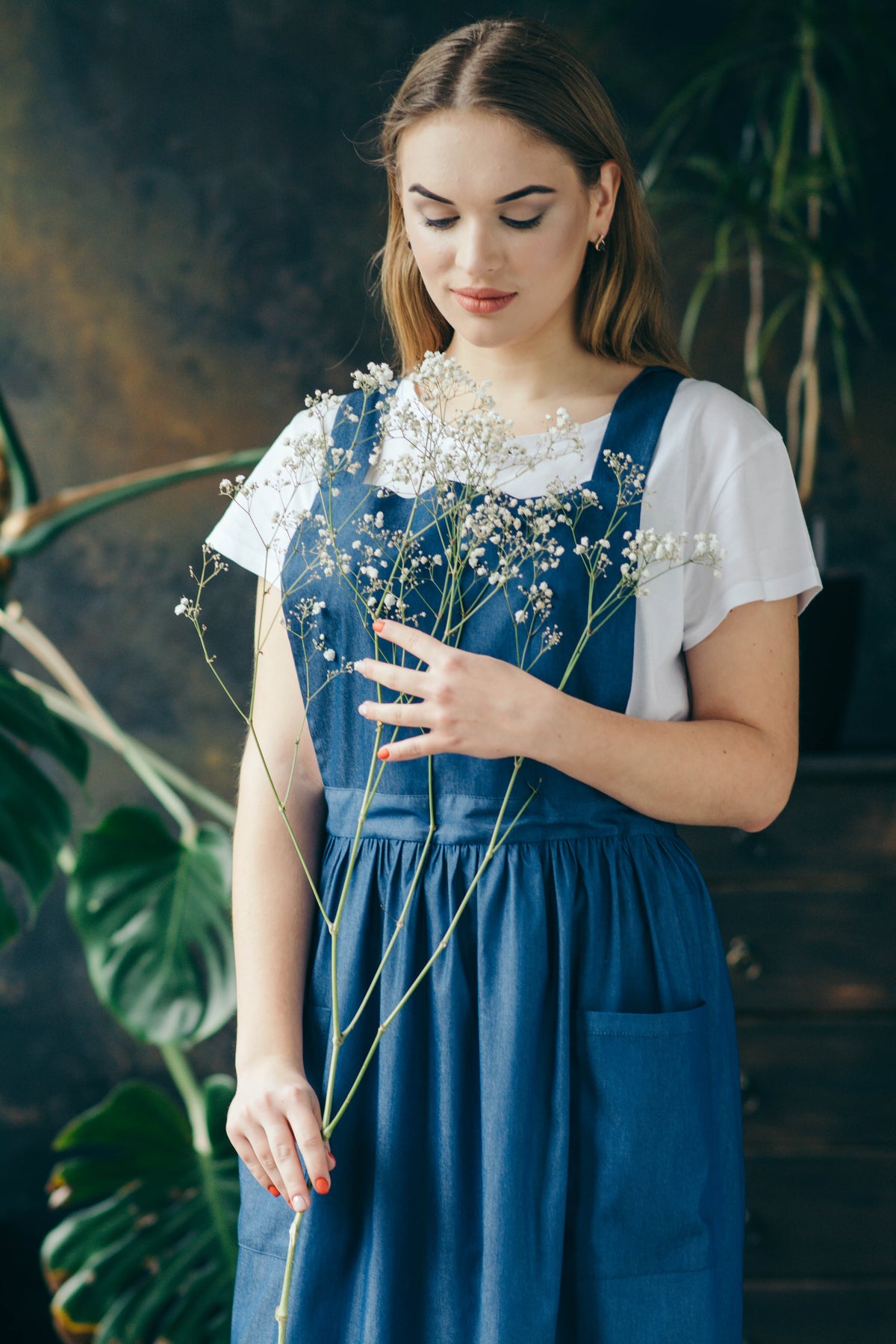 Kids denim pinafore apron