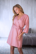 Linen kimono robe in antique rose