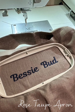 Personalised kids linen pinafore apron in rose taupe