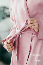Linen robe for women in black