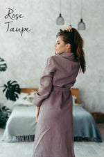 Linen robe for women in pink