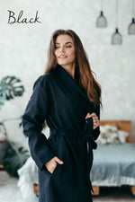 Linen robe for women in rose taupe