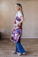 Tapestry pinafore apron, back view