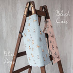 Cat print apron in adult size, full view