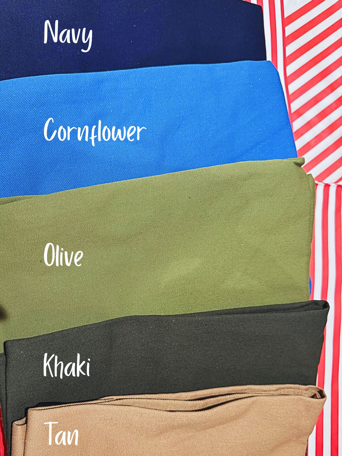Cotton canvas drill colour range for split leg aprons