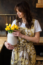 Pinafore apron for women, full length view