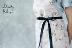 Duck print apron colourways in blush, yellow and teal
