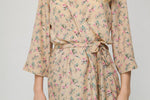 Floral chiffon kimono robe, wrap front and belt detail