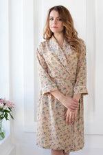 Lightweight floral chiffon robe, fabric and print detail