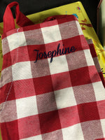 Personalised check aprons, family set