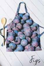 Yellow tropical print apron in adult size, styled