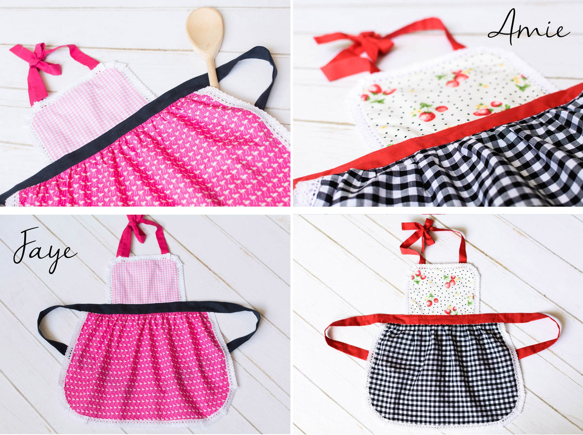 Mother and daughter matching lace aprons