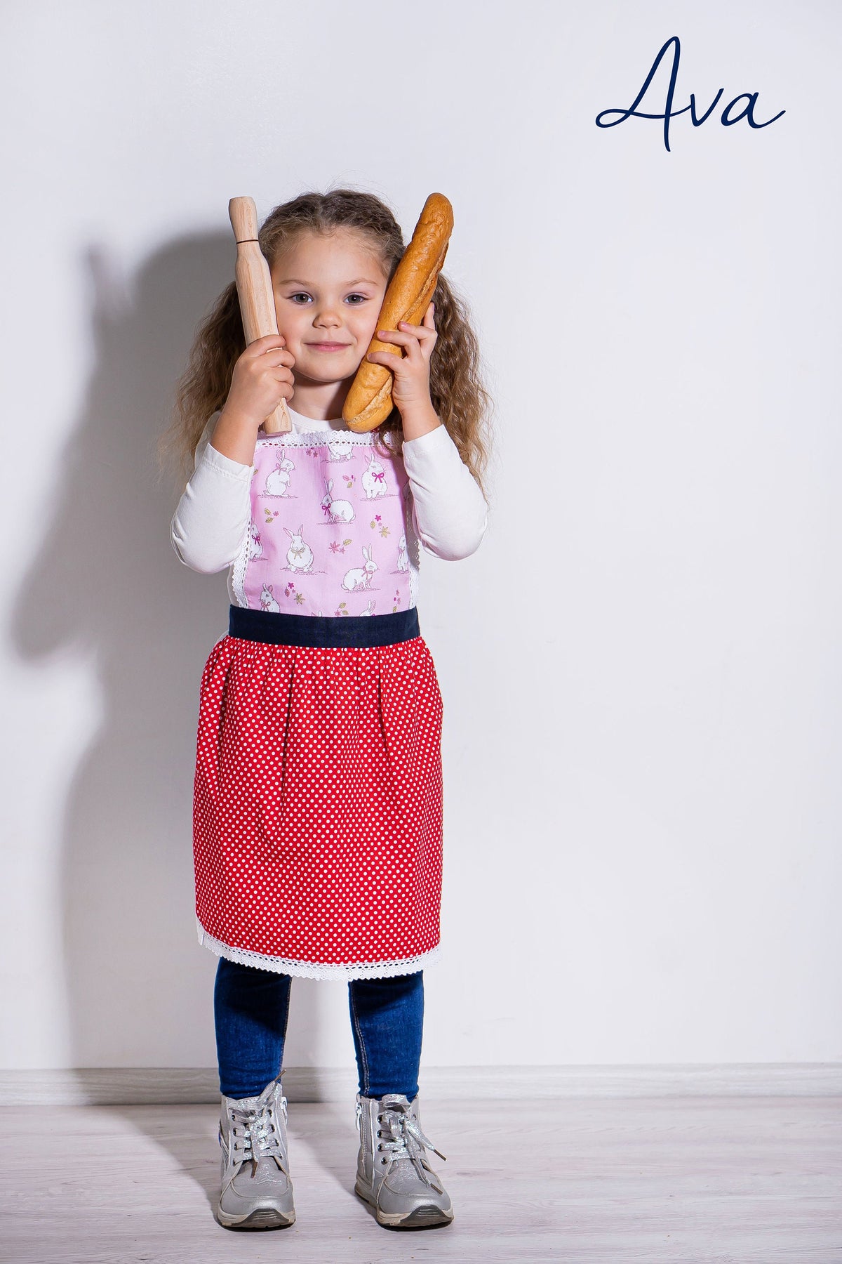 Matching kids and adult lace aprons