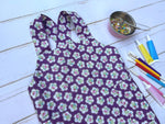 Kids pinafore apron, full length front view