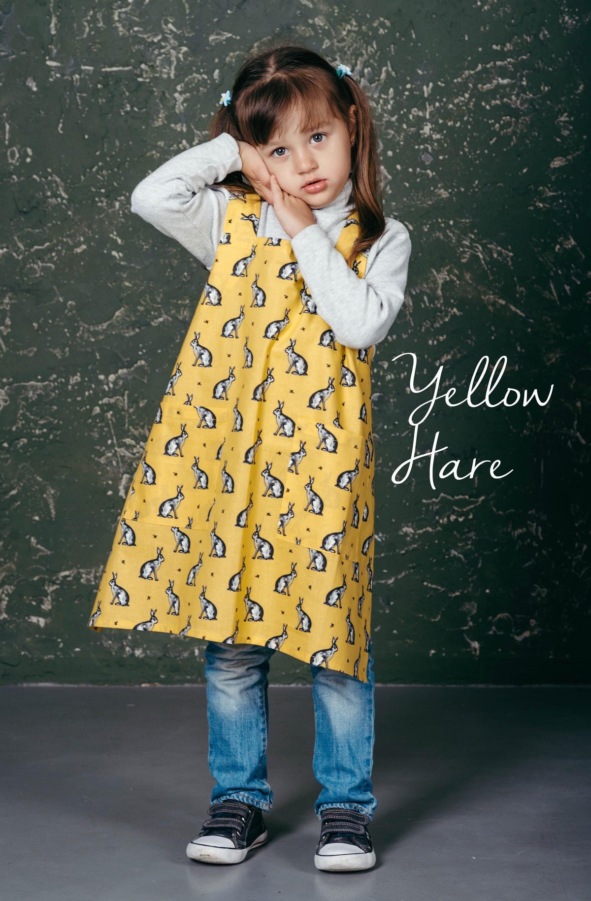 Pinafore apron for kids, birthday gift in printed cotton