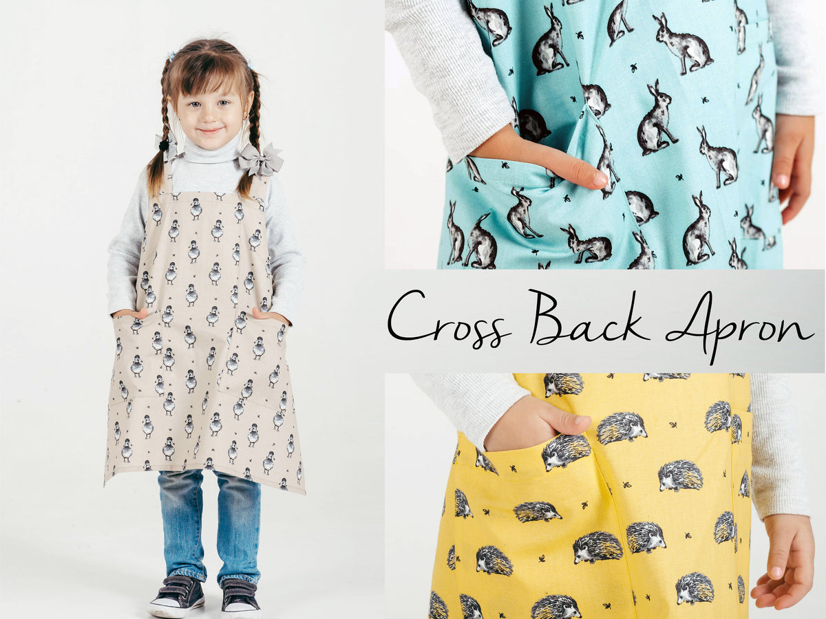 Pinafore apron for children styled, no ties design