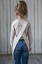 Kids pinafore apron with no ties, cross back apron for children