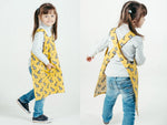Kids craft apron, print and fabric detail