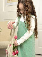 Unisex kids painting apron in durable striped cotton