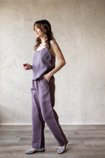 Linen cami and trousers, back view