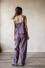 Washed linen pyjamas, fabric and seam detail