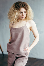 Linen pyjama trousers with elasticated waist and side pockets