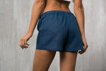 Womens linen pyjama shorts, front view
