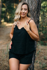 Linen pyjama shorts set, back view