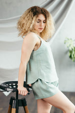 Linen pyjama shorts set for warm nights