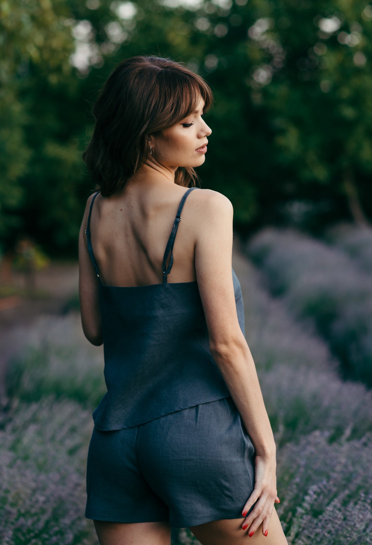 Washed linen pyjama set, fabric detail