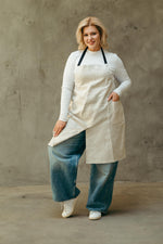 Split leg potters apron in volcanic ash grey