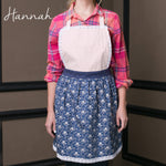 Hannah design lace apron for women in blue and red