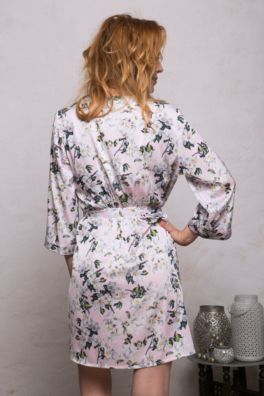 Floral bridal party robes styled together