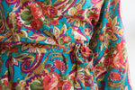 Short floral kimono robe, print and drape detail