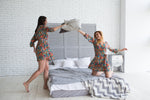 Short floral kimono robe, hem above the knee