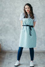 Kids chef apron in cotton canvas, full length