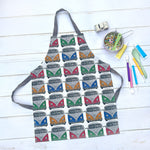 Camper van print kids apron, full length view