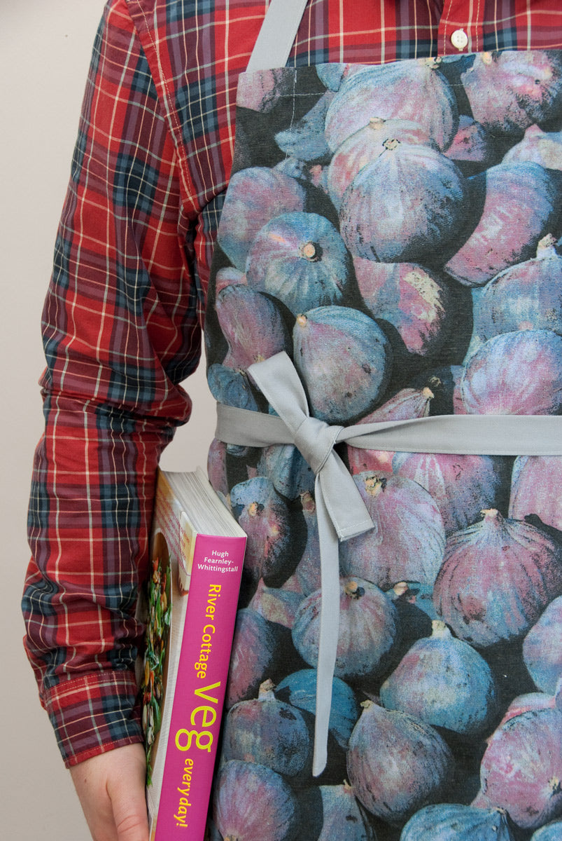 Fig print unisex canvas apron, fabric detail
