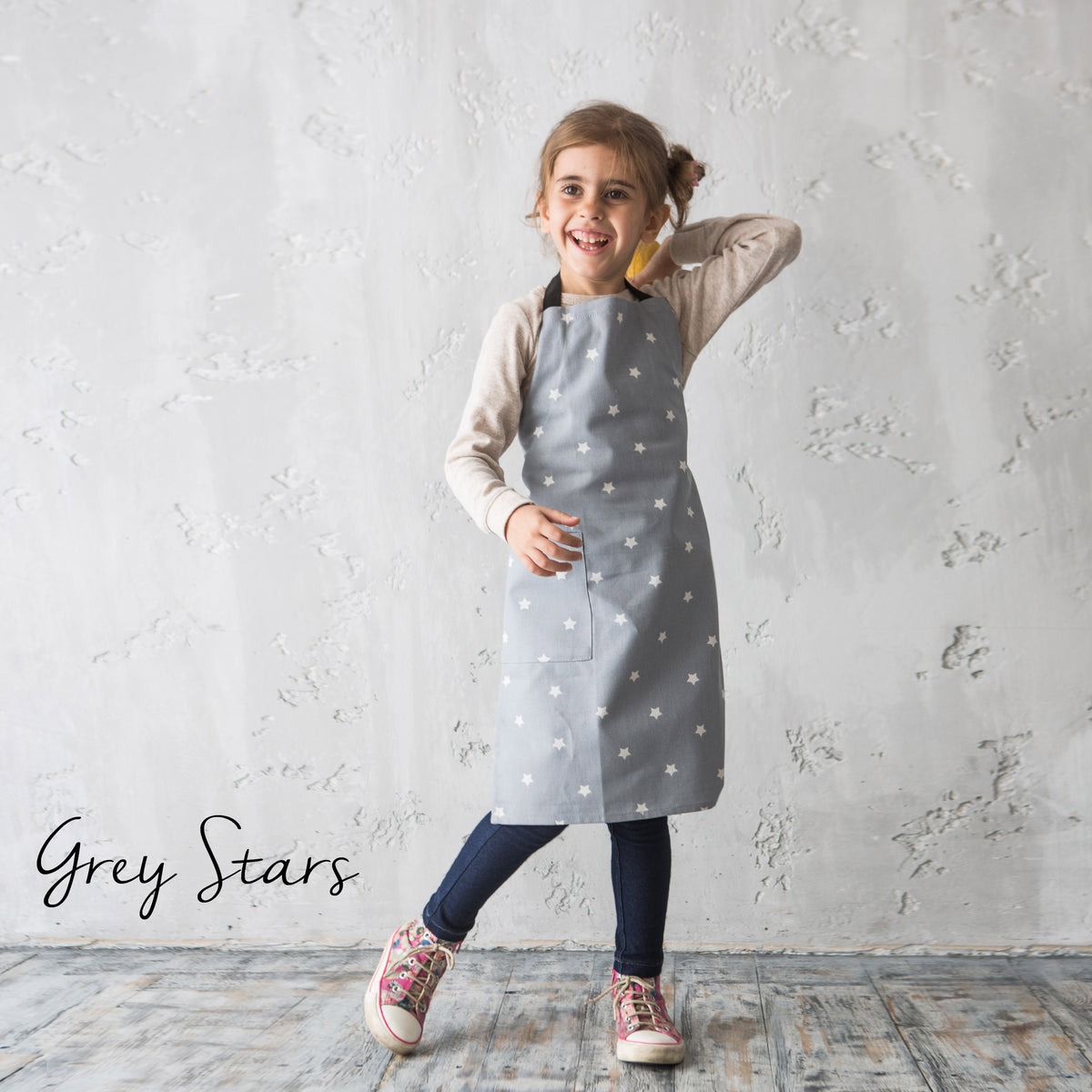 Grey stars print unisex canvas apron