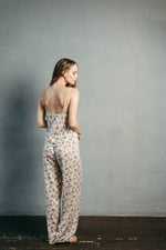Silky cream pyjama set, full length view