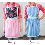 Mary and Beatrix lace aprons for women and kids