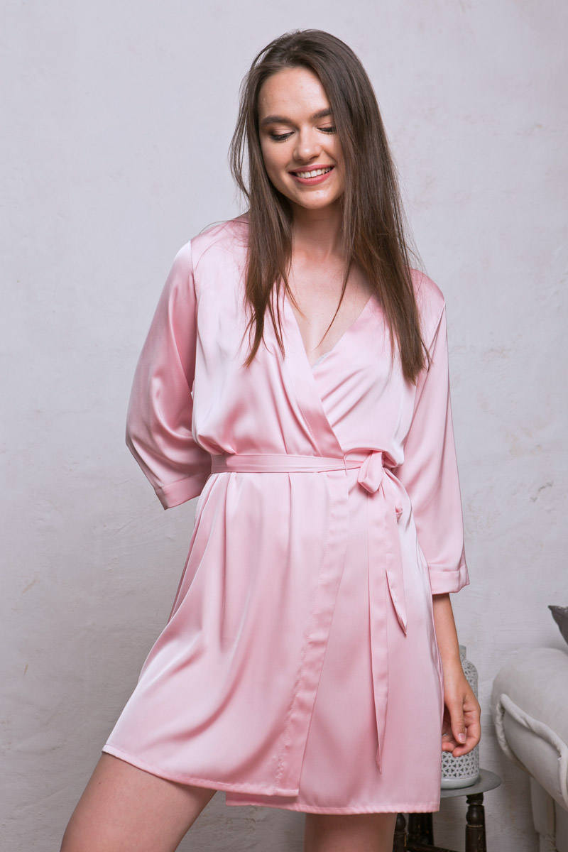 Pink lace robe detail, wedding sleepwear