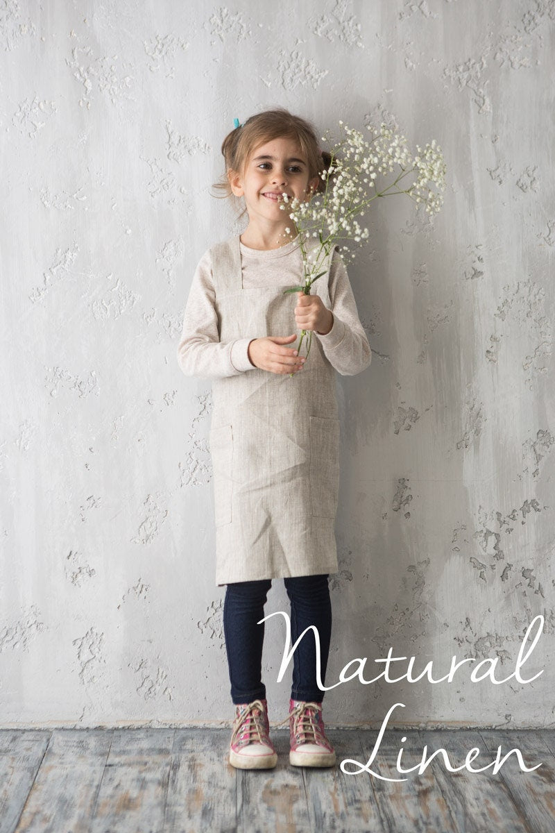 Children's pinafore apron, deep earthy colours