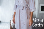 Long bridesmaid robe, lace trim detail