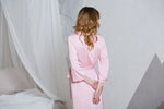 Pink wedding robe, semi-matte satin fabric