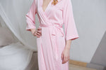 Bridesmaid robe in pink, long length style