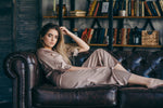 Mocha tone bridal robe, ankle length satin